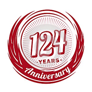 124 years anniversary. Elegant anniversary design. 124th logo.