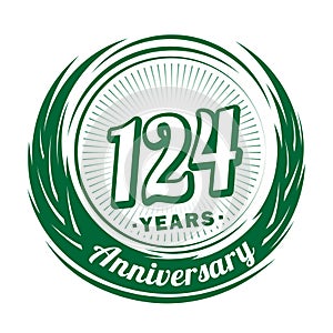 124 years anniversary. Elegant anniversary design. 124th logo.