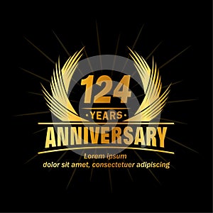 124 years anniversary. Elegant anniversary design. 124th years logo.