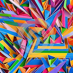 1246 Abstract Paper Origami: A creative and whimsical background featuring abstract paper origami in geometric shapes and vibran