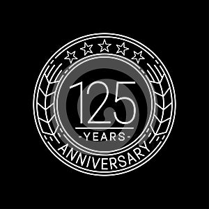 125 years anniversary celebration logo template. 125th line art vector and illustration.