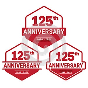 125 years anniversary celebration logotype. 125th anniversary logo collection. Set of anniversary design template.