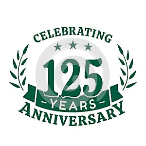 125 years anniversary celebration logotype. 125th anniversary logo. Vector and illustration.