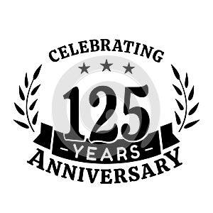 125 years anniversary celebration logotype. 125th anniversary logo. Vector and illustration.