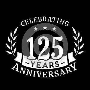 125 years anniversary celebration logotype. 125th anniversary logo. Vector and illustration.