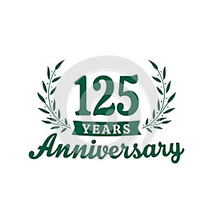 125 years anniversary celebration logotype. 125th anniversary logo. Vector and illustration.