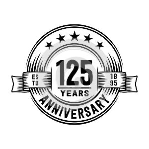 125 years anniversary celebration logotype. 125th years logo. Vector and illustration.