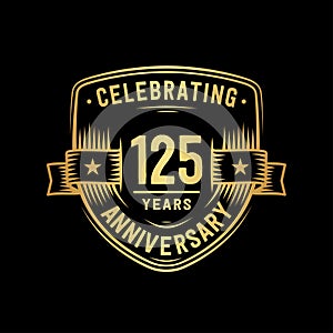 125 years anniversary celebration shield design template. 125th anniversary logo. Vector and illustration.