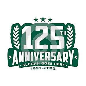 125 years anniversary logo design template. 125th anniversary celebration logotype.