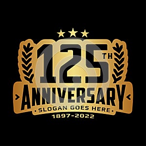 125 years anniversary logo design template. 125th anniversary celebration logotype.