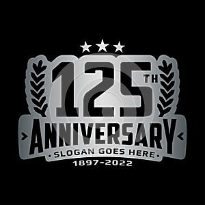 125 years anniversary logo design template. 125th anniversary celebration logotype.