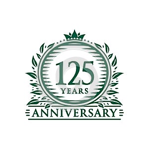 125 years celebrating anniversary design template. 125th anniversary logo. Vector and illustration.