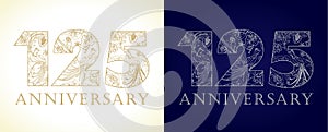 125 years old luxurious celebrating numbers.