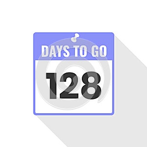 128 Days Left Countdown sales icon. 128 days left to go Promotional banner