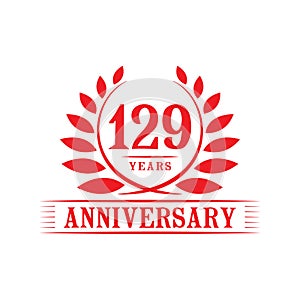 129 years anniversary celebration logo. 129th anniversary luxury design template. Vector and illustration.