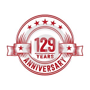 129 years anniversary celebration logotype. 129th years logo. Vector and illustration.