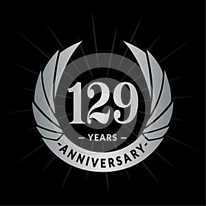 129 years anniversary design template. Elegant anniversary logo design. 129 years logo.