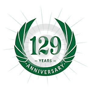 129 years anniversary design template. Elegant anniversary logo design. 129 years logo.