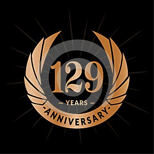 129 years anniversary design template. Elegant anniversary logo design. 129 years logo.