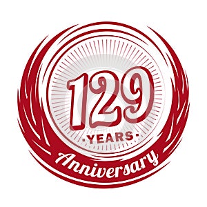 129 years anniversary. Elegant anniversary design. 129th logo.