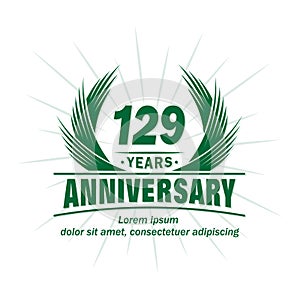 129 years anniversary. Elegant anniversary design. 129th years logo.