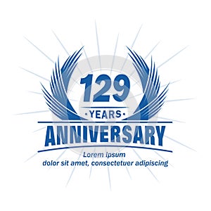 129 years anniversary. Elegant anniversary design. 129th years logo.