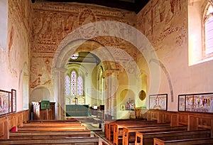 12th Century Interior Wall paintings. Clayton Church. Sussex, UK. St John The Baptist.