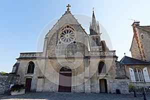 The 12th-century parish church of Saint Denis in the old town of Crepy en Valois, Oise department