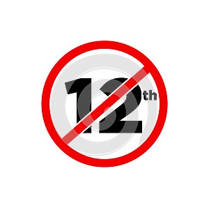 12th std banned here icon. 12th digit banned icon