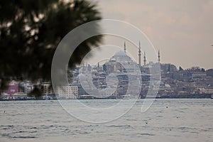 13-01-2024 Istanbul-Turkey: Suleymaniye Mosque from the opposite shore