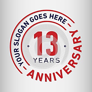 13 Years Anniversary Celebration Design Template. Anniversary vector and illustration. Thirteen years logo.