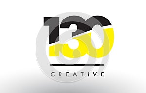 130 Black and Yellow Number Logo Design.