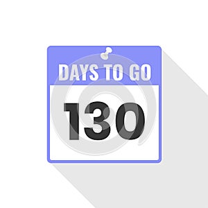 130 Days Left Countdown sales icon. 130 days left to go Promotional banner