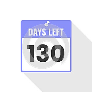 130 Days Left Countdown sales icon. 130 days left to go Promotional banner