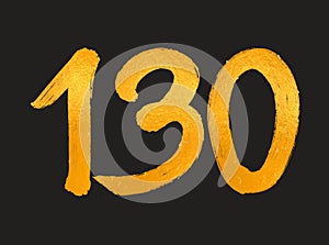 130 Number logo vector illustration, 130 Years Anniversary Celebration Vector Template,  130th birthday, Gold Lettering Numbers