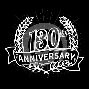 130 years anniversary celebration logotype. 130th anniversary logo. Vector and illustration.