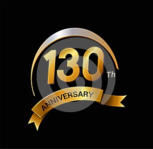 130 years golden with swoosh anniversary logo celebration