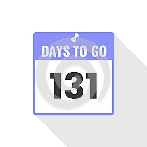 131 Days Left Countdown sales icon. 131 days left to go Promotional banner