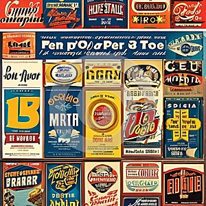 1314 Retro Vintage Advertisements: A retro and vintage-inspired background featuring retro vintage advertisements with retro gra