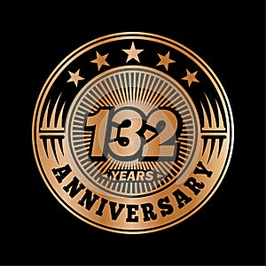 132 years anniversary celebration. 132nd anniversary logo design. 132years logo.