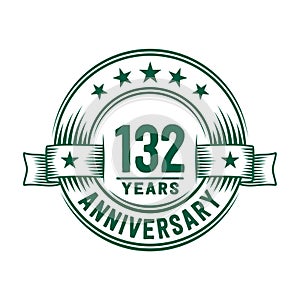 132 years anniversary celebration logotype. 132nd years logo. Vector and illustration.