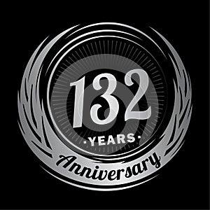 132 years anniversary. Elegant anniversary design. 132nd logo.
