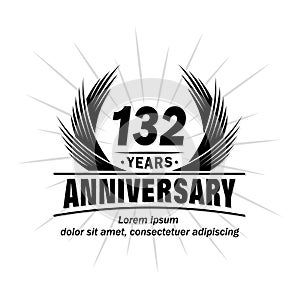 132 years anniversary. Elegant anniversary design. 132nd years logo.