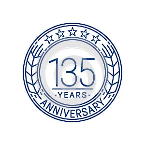 135 years anniversary celebration logo template. 135th line art vector and illustration.