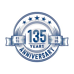 135 years anniversary celebration logotype. 135th years logo. Vector and illustration.