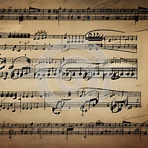 1365 Vintage Music Sheets: A vintage and music-inspired background featuring vintage music sheets with musical notes, aged paper