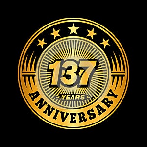 137 years anniversary celebration. 137th anniversary logo design. 137years logo.