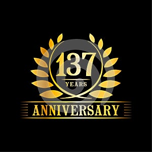 137 years anniversary celebration logo. 137th anniversary luxury design template. Vector and illustration.