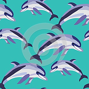 1374 dolphin, seamless pattern with dolphins, ornament for fabric and wallpaper, scrapbooking paper, background for different desi