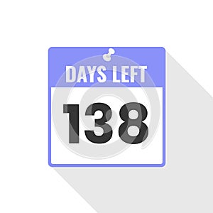 138 Days Left Countdown sales icon. 138 days left to go Promotional banner